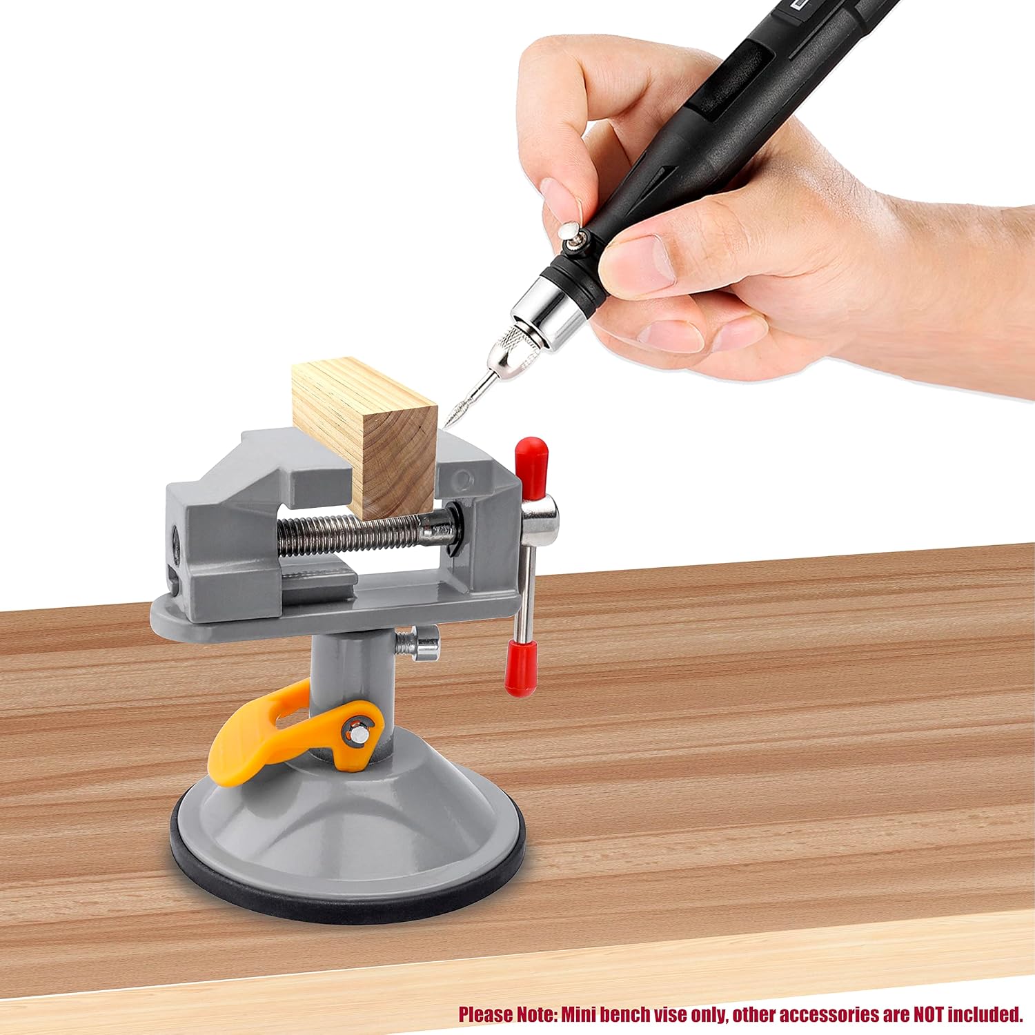 Yakamoz Mini Bench Vise, 360° Swivel Suction Base, Portable Workbench Clamp