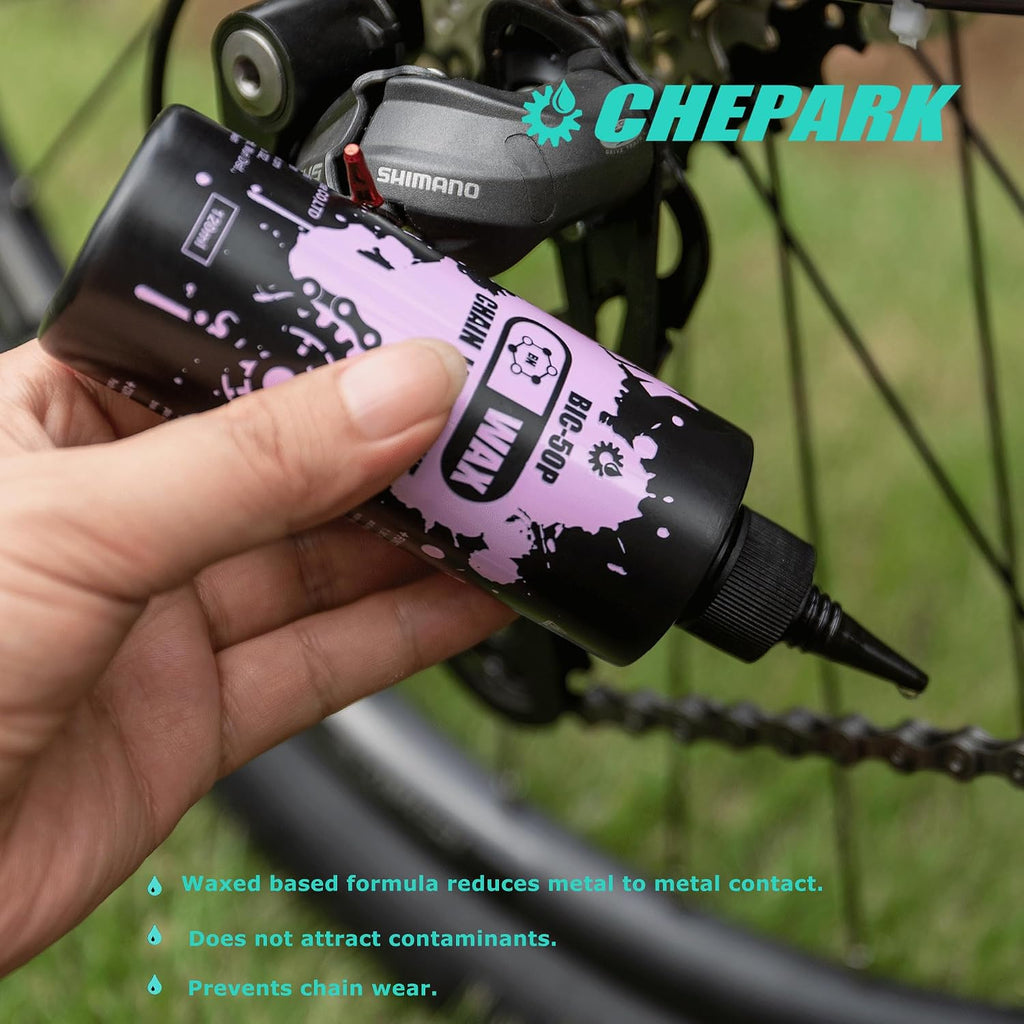 CHEPARK Bike Drivetrain cleaning & lubricating Essentials Kit with Bicycle Degreaser,Bicycle Lubricant Brush Tool- Bicycle Maintenance for Mountain Road Bikes (50P)