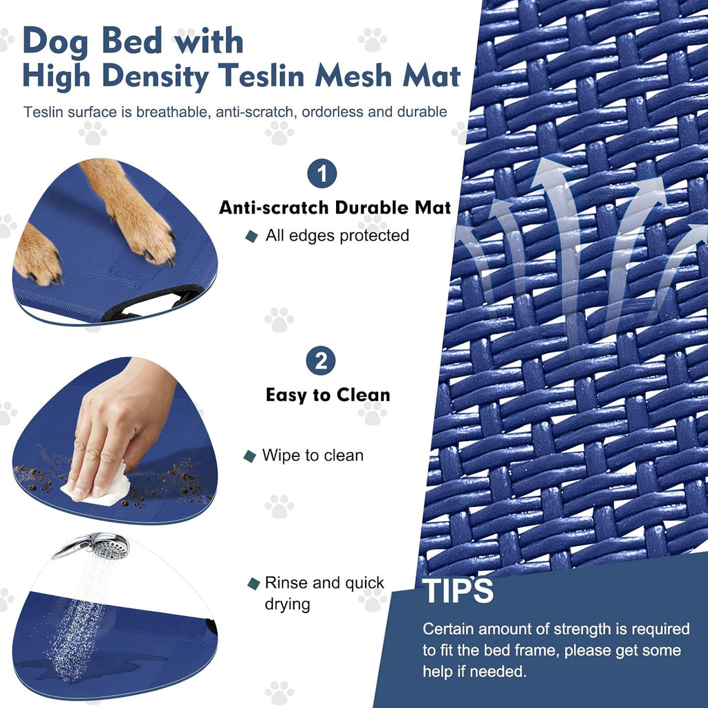 Elevated Dog Bed with Canopy Raised Outdoor Dog Shade Camping Cooling Cot