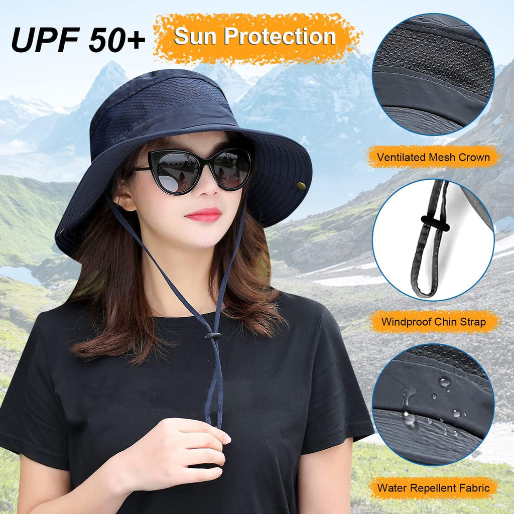 HUAMULAN Wide Brim Sun Hat for Women Men Summer UV Protection Bucket Hats