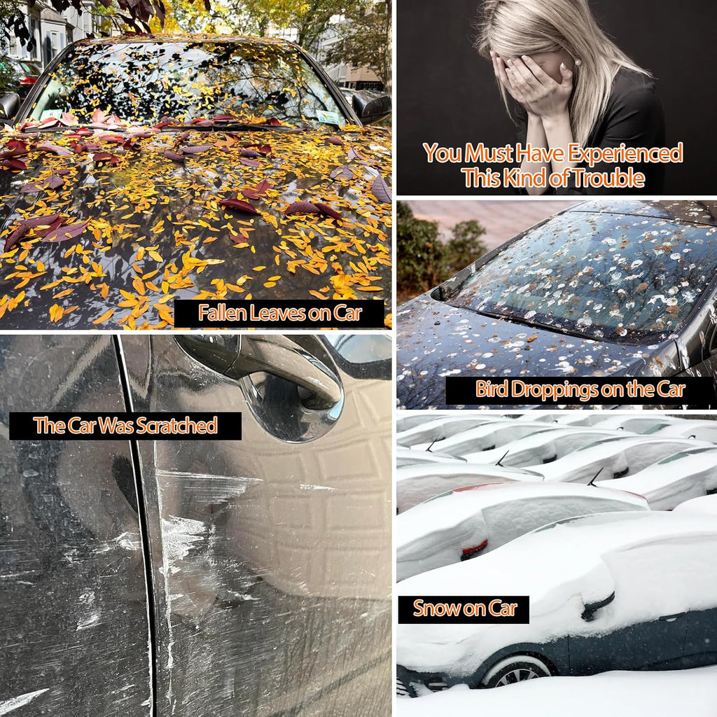 16-Layer 600D Heavy Duty Universal Full Car Cover for Outdoor & Indoor Use - All Weather Sun UV Rain Snow Dust Proof, Waterproof Scratch Resistant, Fits SUVs Body Length 191"-200"/15.9-16.6 ft