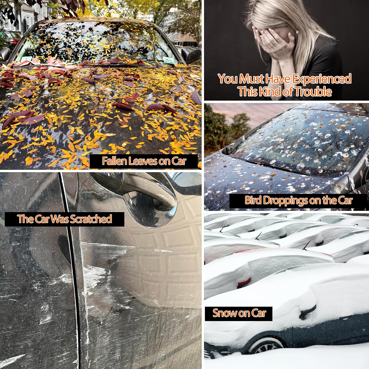 16-Layer 600D Heavy Duty Universal Full Car Cover for Outdoor & Indoor Use - All Weather Sun UV Rain Snow Dust Proof, Waterproof Scratch Resistant, Fits SUVs Body Length 191"-200"/15.9-16.6 ft