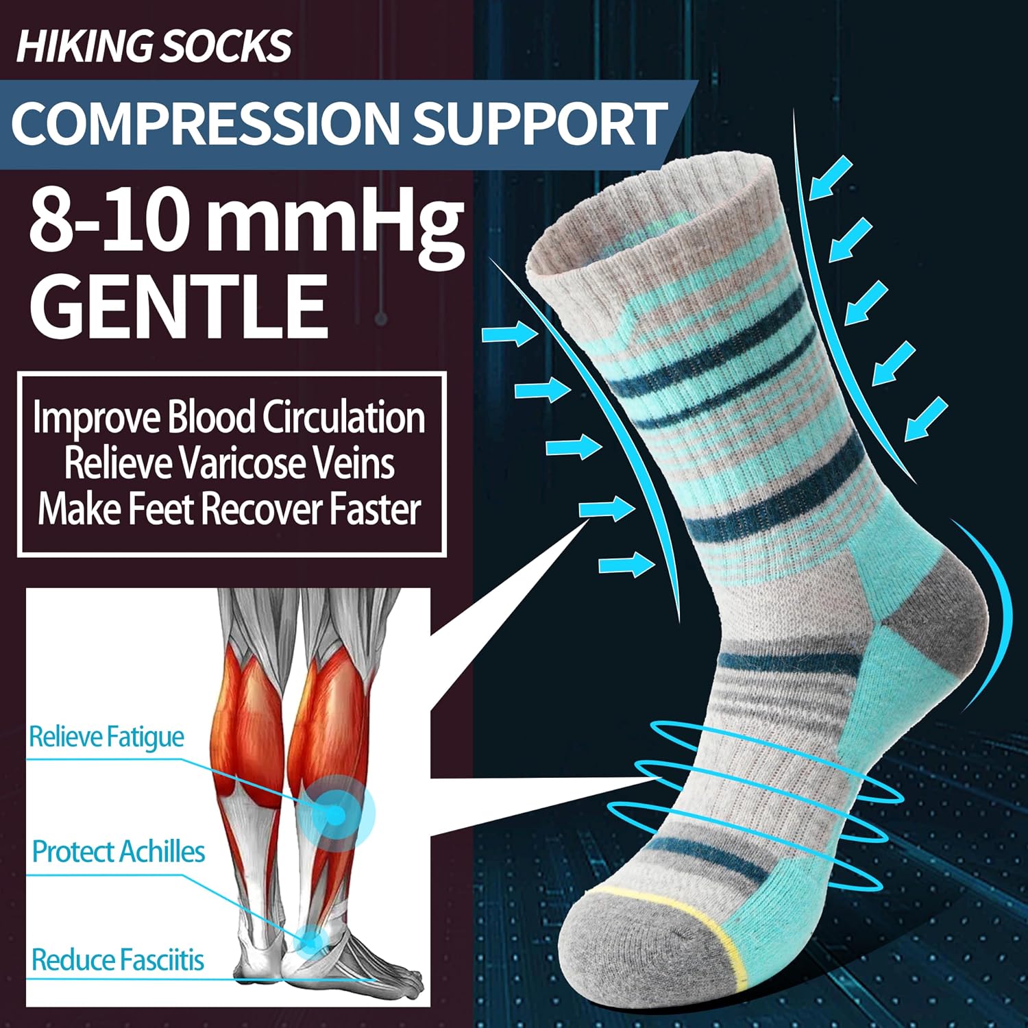 Anlisim Merino Wool Hiking Running Socks for Women, Boot Work Crew Socks