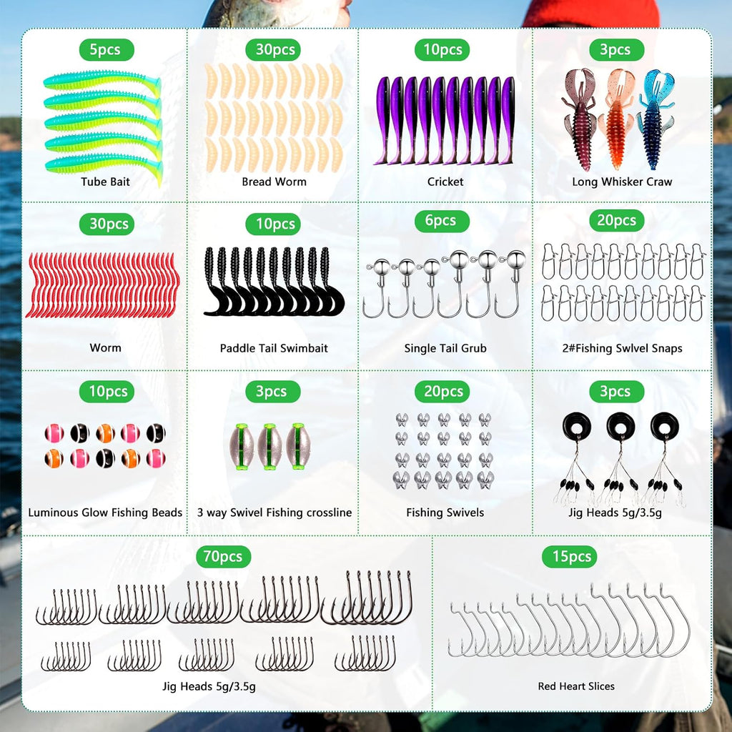 FONMANG Fishing Lures - Fishing Tackle kit with Fishing Spoons, Swim Bait, Jerk baits, Lure & Fishing Accessories, Bass Fishing Kit Also for Trout, Bluegill, Small Fishing Tackle Box for Freshwater