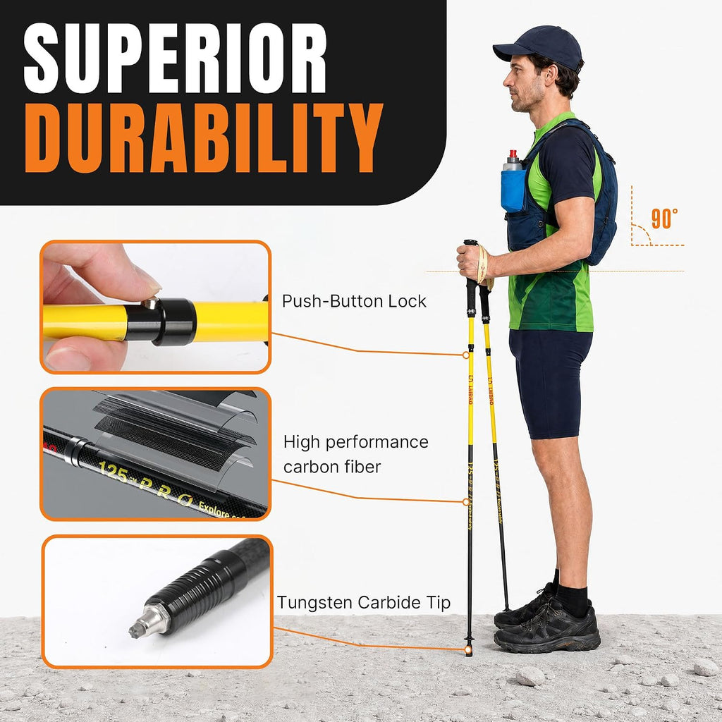 Carbon Fiber Hiking Poles Collapsible Lightweight，2 Pack