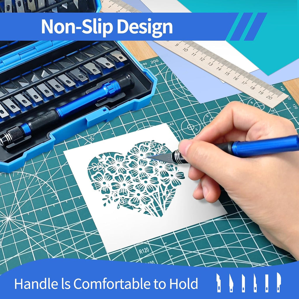 Precision Craft, Hobby, and Exacto Knife Set for Artistic, Scrapbooking, Stencil, Architectural Modeling, Woodworking, and Leatherworking projects - Perfect for Precision Cutting (29pcs)