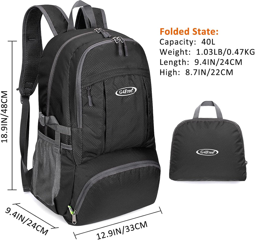 G4Free 40L Lightweight Packable Hiking Backpack, Waterproof Travel Daypack