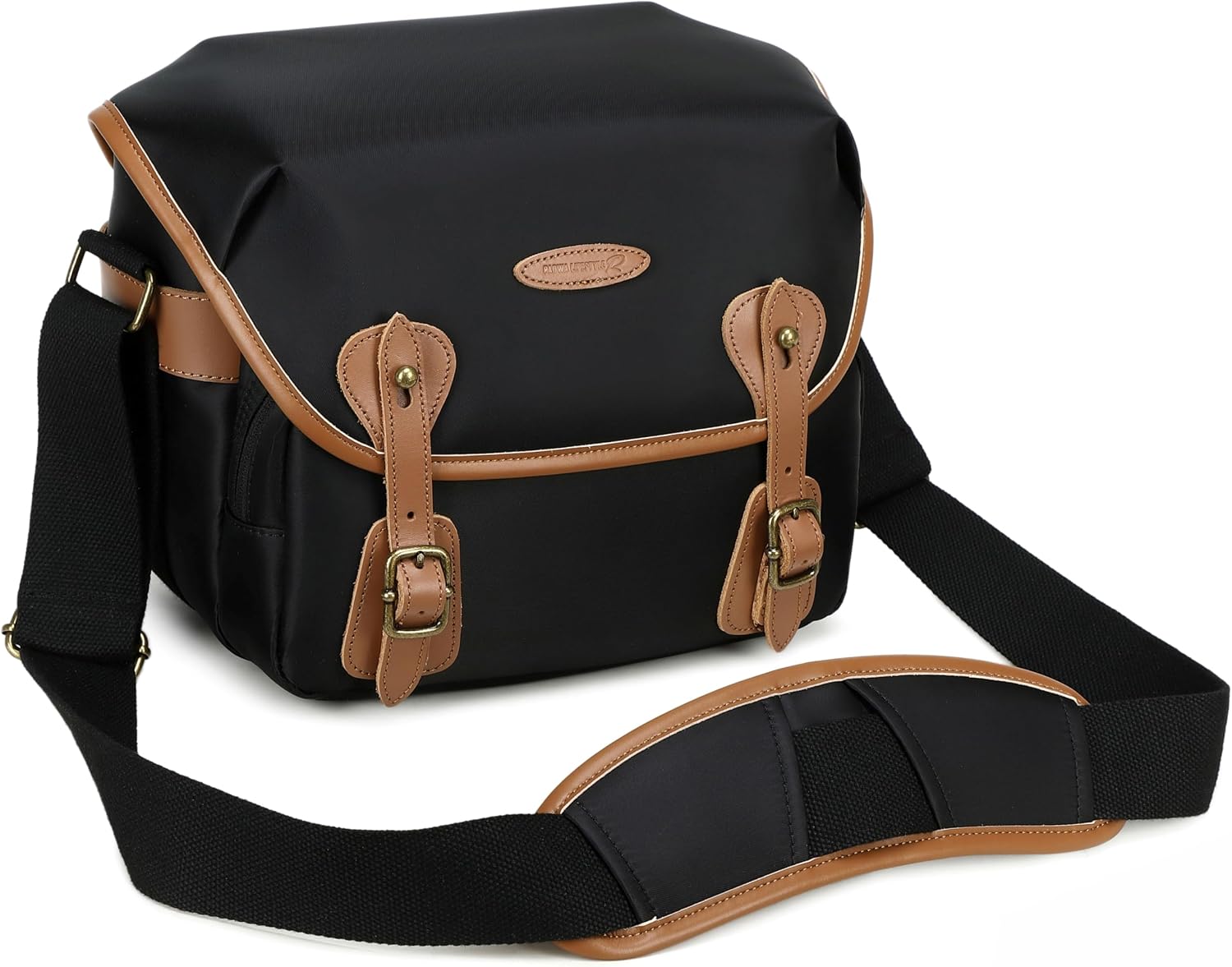 Padwa Lifestyle Black Sling Camera Bag - Waterproof Nylon Crossbody Photography Bags with Thick Shell,Fleece Compartments & Wide Padded Strap,Safety Protection for Photographers Camera,Lens & Drone