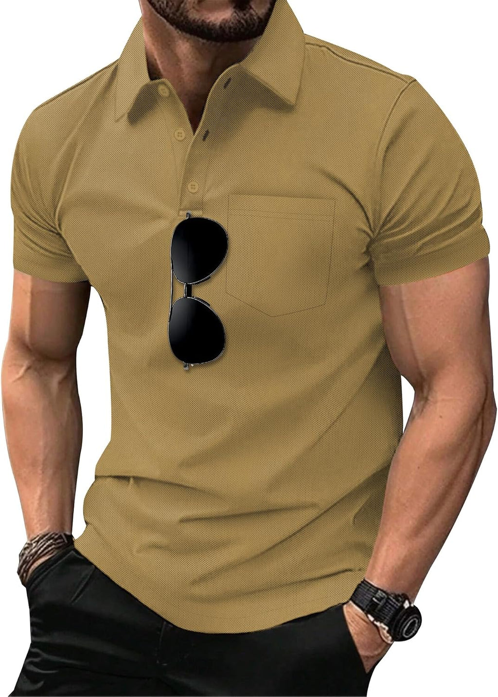 SCODI 5 Pack Mens Pocket Polo Shirts Short Sleeve Golf Casual Work T-Shirt