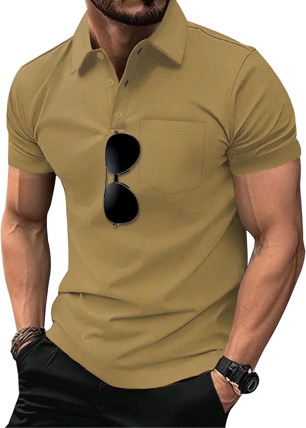 SCODI 5 Pack Mens Pocket Polo Shirts Short Sleeve Golf Casual Work T-Shirt