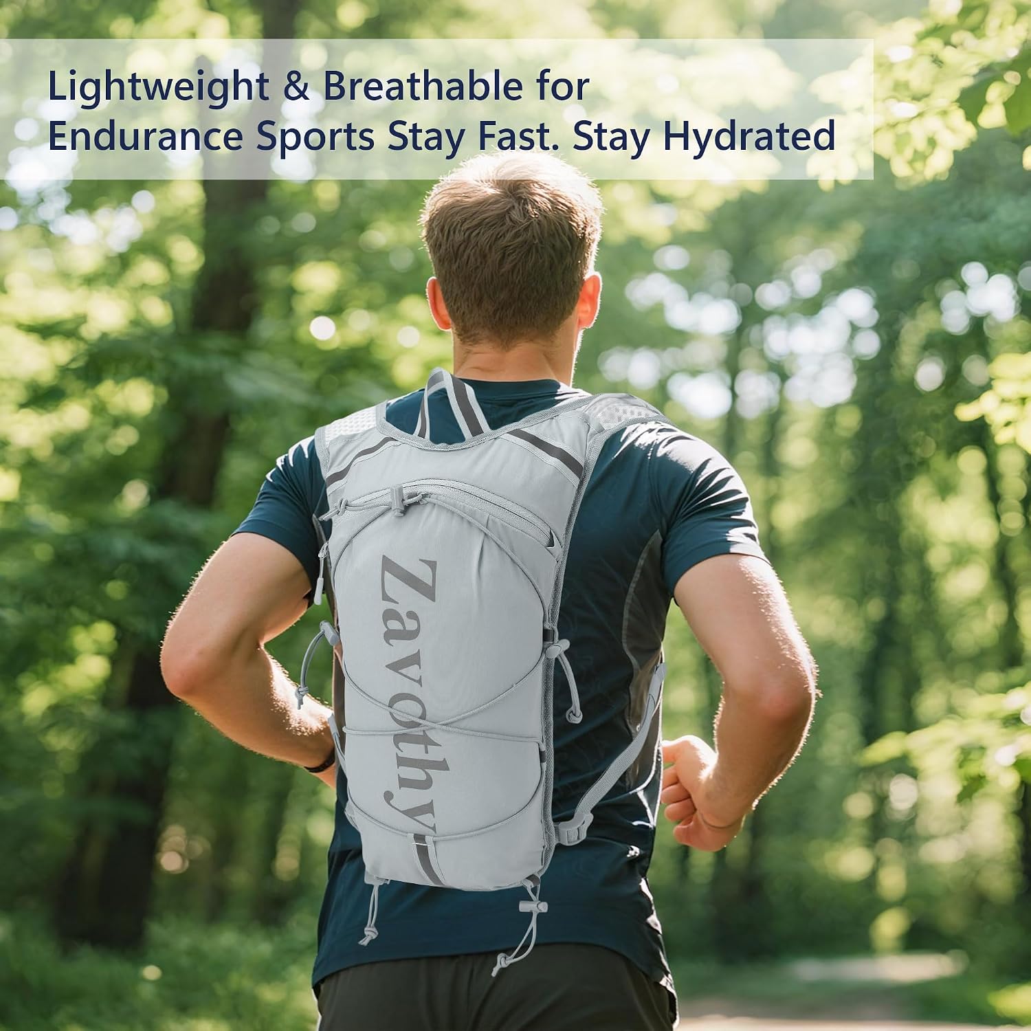 Zavothy Hydration Vest Pack with 1.5L Water Bladder, Lightweight 6L Hydration Backpack for Running, Hiking & Cycling, Breathable Reflective Hydration Vest for Men & Women