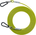 Heavy Duty Dog Tie Out Cable for Medium & Large Dogs up to 250lbs, 10/20/30/50/70/100ft Strong Steel Pet Leash for Outdoor Yard, Camping & Training (Lime Green, 20FT)