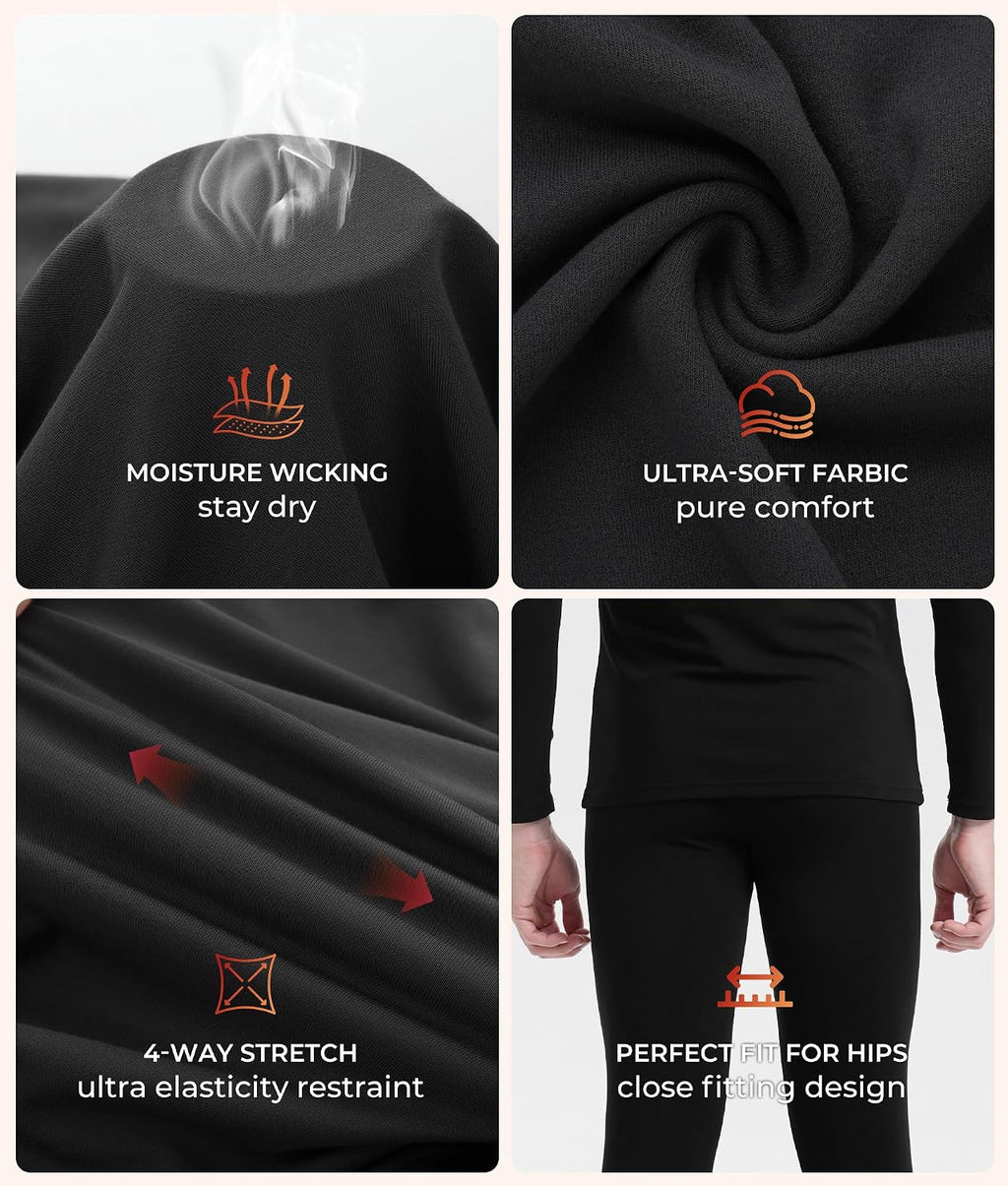 BAMBOO COOL Men's Thermal Underwear Lightweight Fleece Lined
