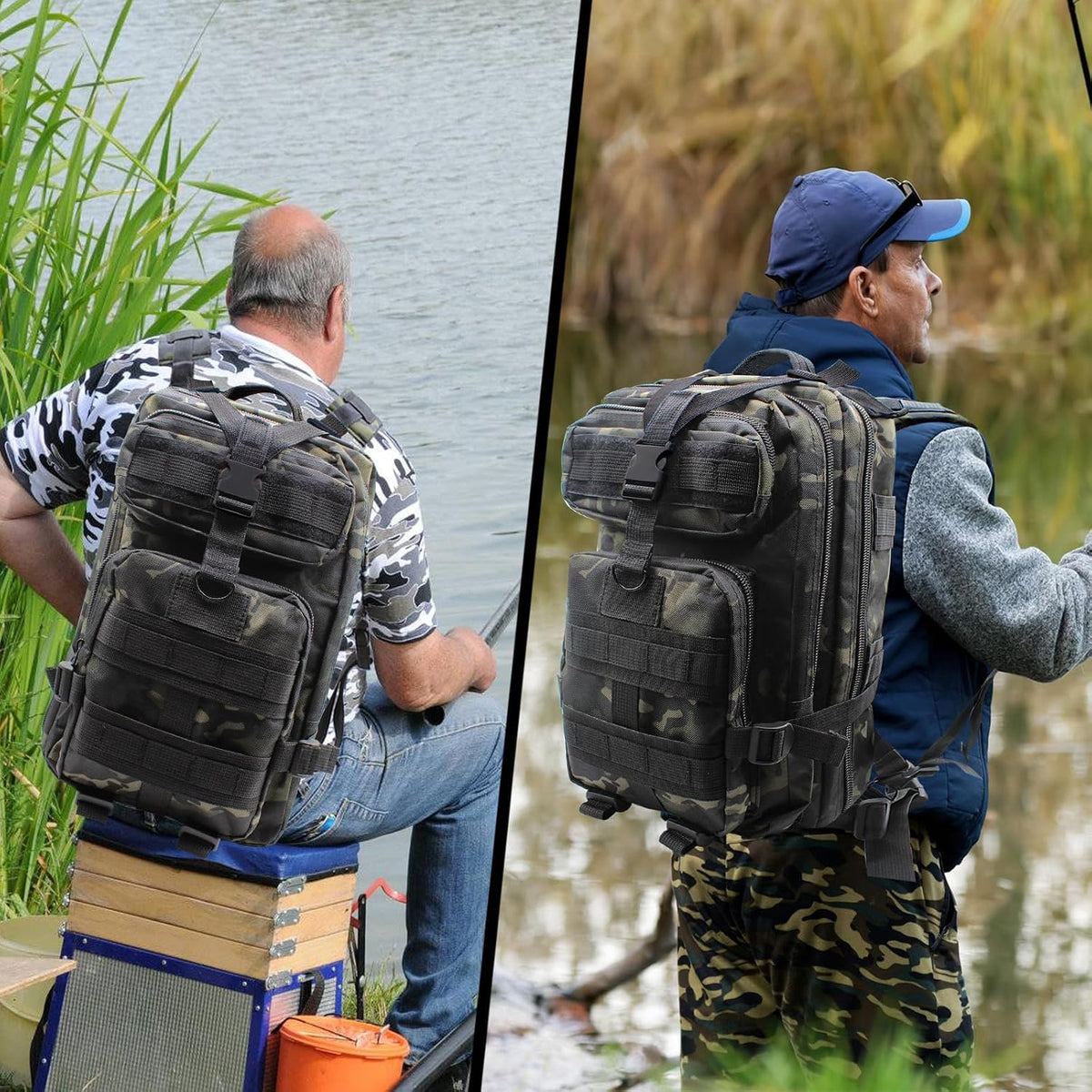 Fishing Tackle Backpack Lightweight Water-Resistant Rod Holder Bag