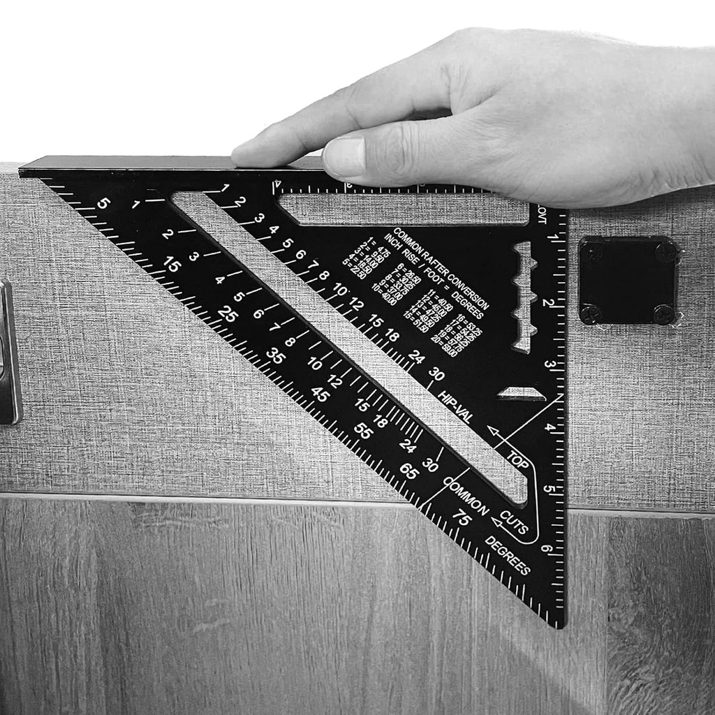 7 inch 12 inch Rafter Square Aluminum Alloy Double Scale Triangle Ruler Angle Ruler Carpenter Triangle Square Rafter Tool Mensurement Tool for Woodworking and Carpentry