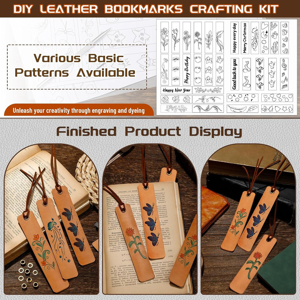 Leather Crafting Kit, Leather Bookmarks Making Kit Tools Supplies Tutorial
