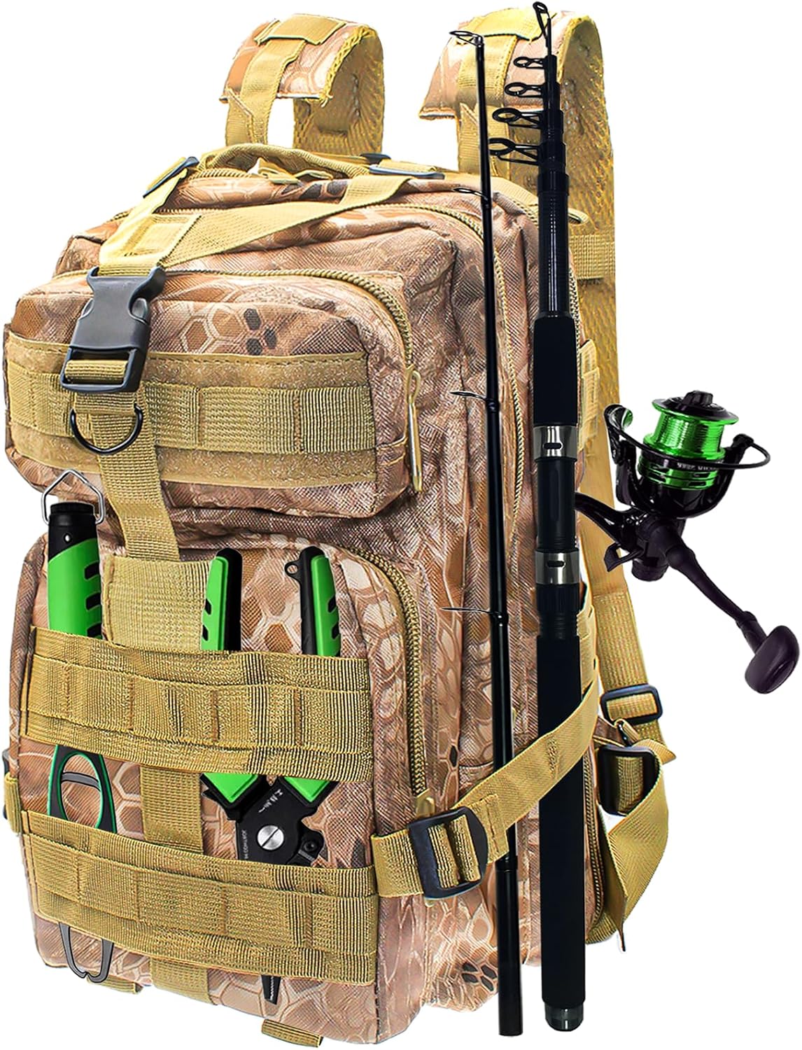 Fishing Tackle Backpack Lightweight Water-Resistant Rod Holder Bag