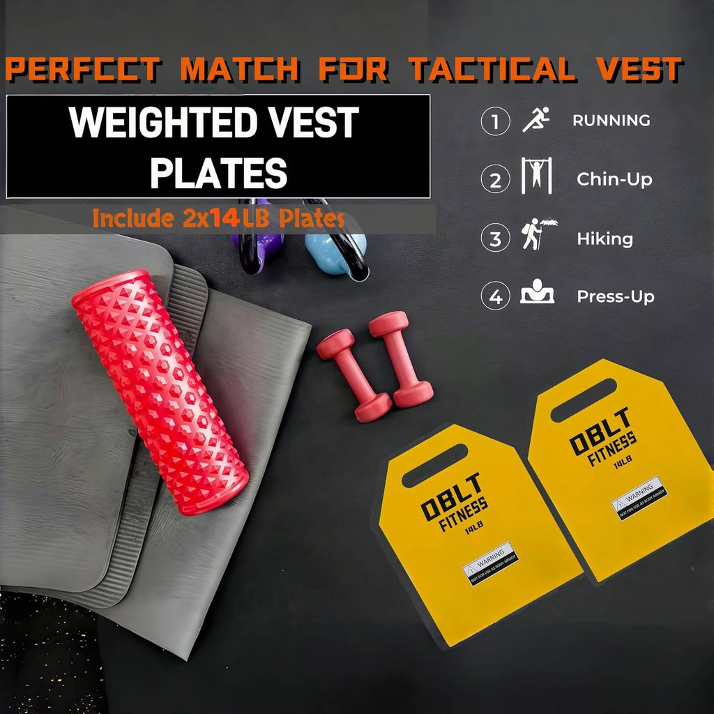 OBLT Weight Vest Plates - Vest Plates for Full-Body Strength Training, 5.5/9.3/14/19 LBS Weighted Vest Plates Suitable Crossfit,Outside and Fitness Man& Women Training