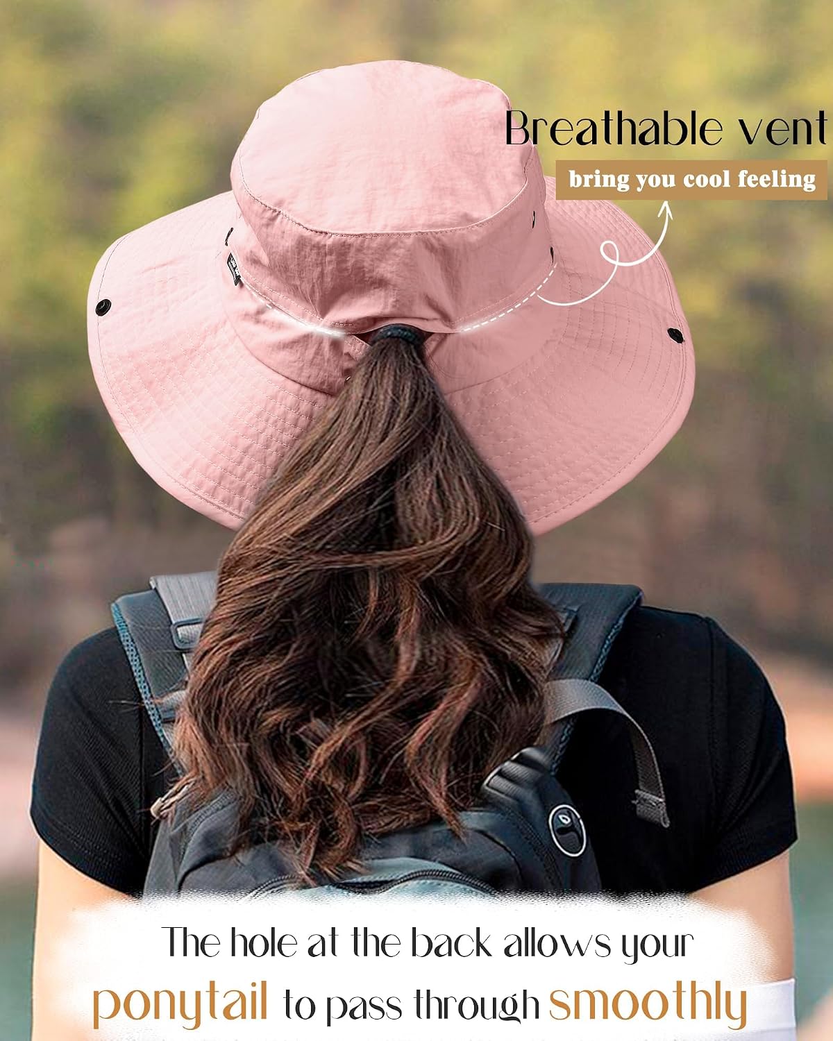 FURTALK Sun Hats for Women Ponytail Wide Brim Summer Packable Cowboy Hat