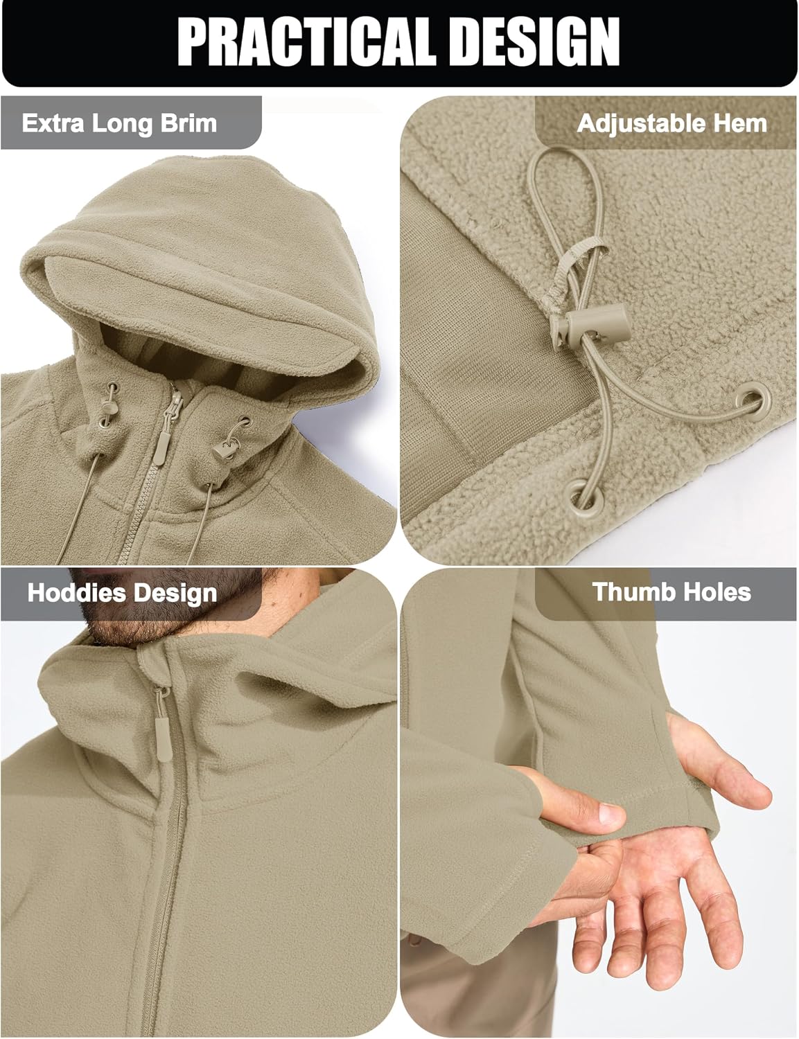 CRYSULLY Men's Military Tactical Sport Warm Fleece Hooded Outdoor Adventure Jacket Coats