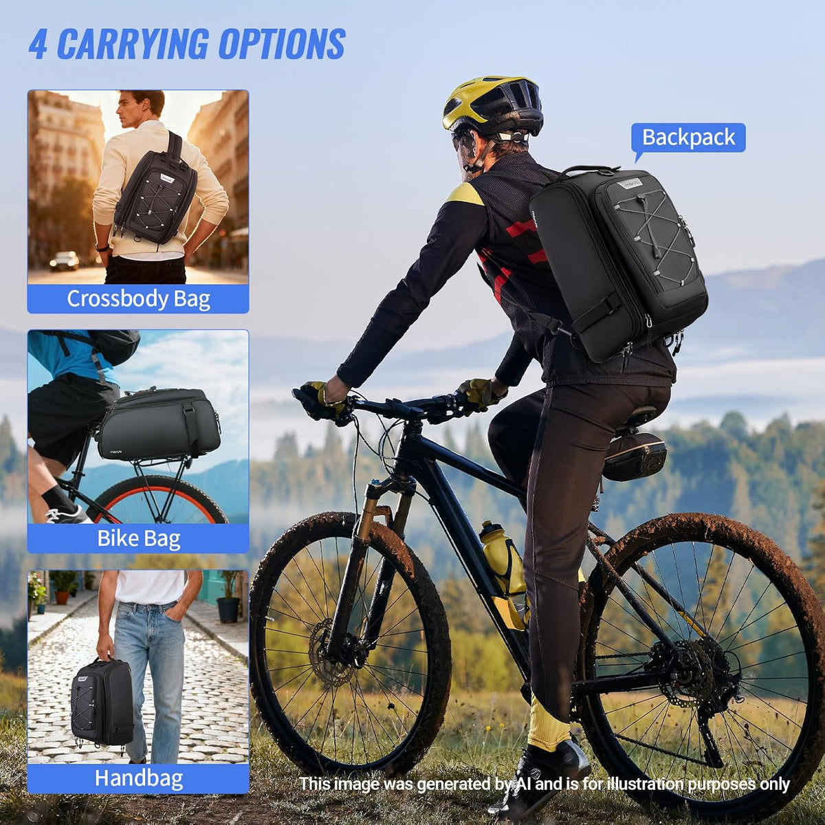 MOSISO Bike Rack Bag with Rain Cover, 15L Waterproof Bike Ebike Rear Bags