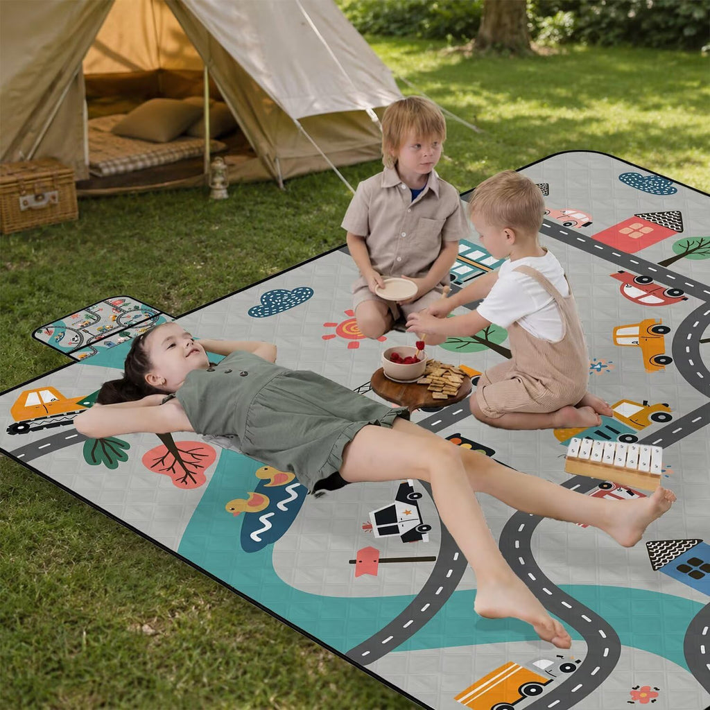Extra Large Picnic Blanket Waterproof Beach Blanket 80"x 80" Outdoor Camping Mat Foldable Outdoor Blanket Picnic Mat Suitable for Park, Indoor Crawling, Lawn, Garden, Patio, Music Festival(Car)