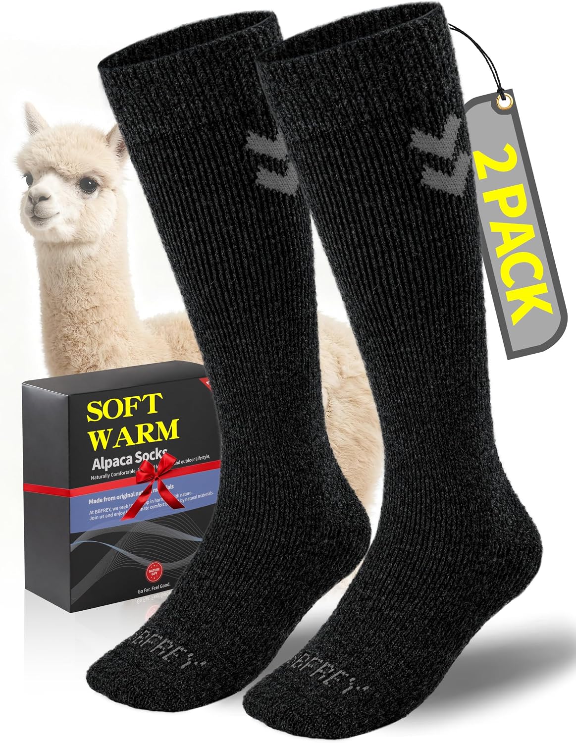 Over-The-Calf Alpaca Wool Boot Socks for Men Women - Thick Thermal Socks for Winter Hiking, Hunting, Moisture Wicking