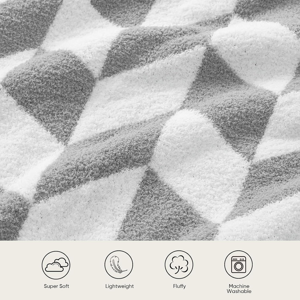 Snuggle Sac Chevron Throw Blanket for Couch, Reversible Super Soft Warm Blankets Cozy Knit Fuzzy Plush Lightweight Throws for Sofa, Bed, Camping,Grey,50x60 inches