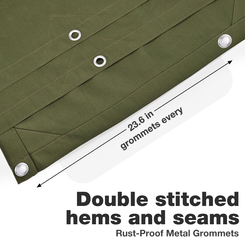Winpull Heavy Duty Canvas Tarp 10x12 ft, 12oz (350 GSM) Cotton Canvas Water-Resistant Tarp with Rustproof Grommets, Tear-Resistant Outdoor Cover for Wood Piles, Camping, Trailer & Equipment