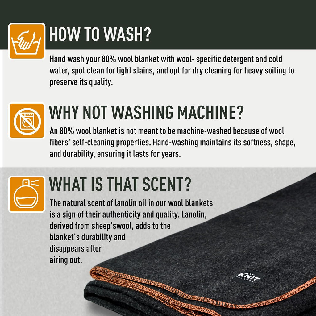 Large Military Wool Blanket - Warm & Thick Emergency Survival Blanket Great for Camping, Outdoors, Sports Events, Picnics, 4.5 lbs, 64" x 88" (Charcoal)