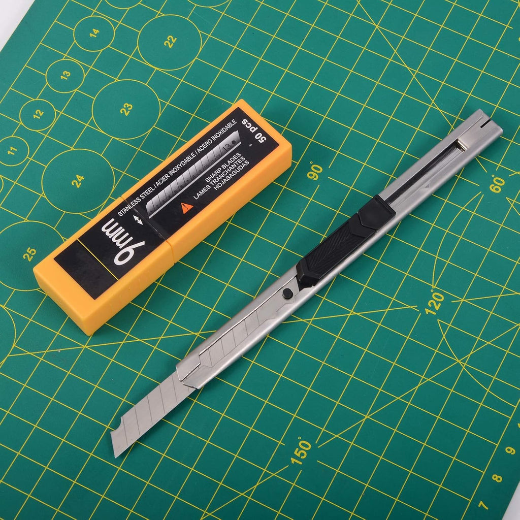 FOSHIO 60 Degree Snap Off Blades 9MM Universal Art Knife Replacement Blades, High Hardness Stainless Steel Auto Vinyl Wrap Box Cutters Knife, Pack of 100