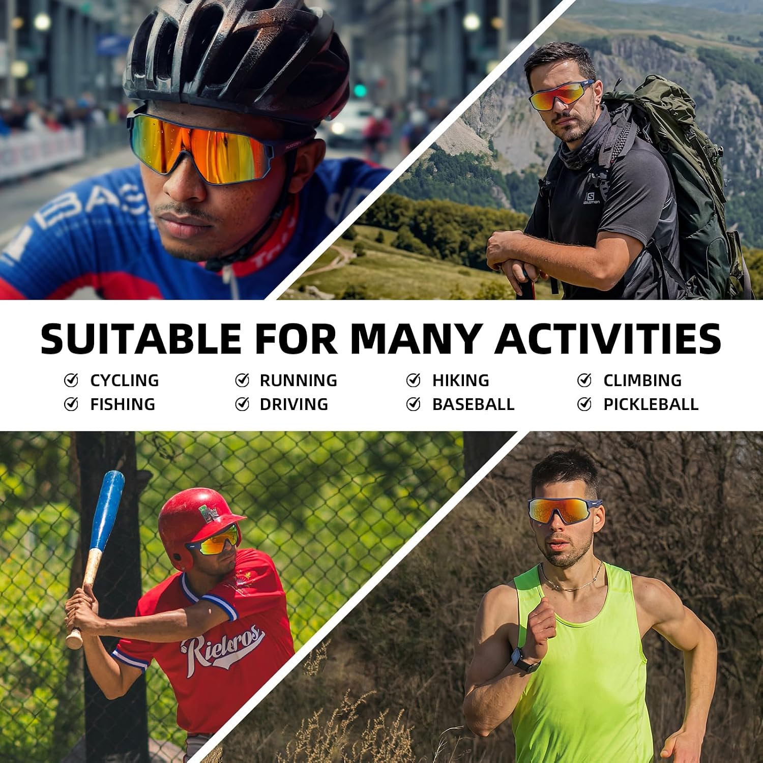 ROCKBROS Polarized Sports Sunglasses Anti-Glare HD Cycling Sun Glasses