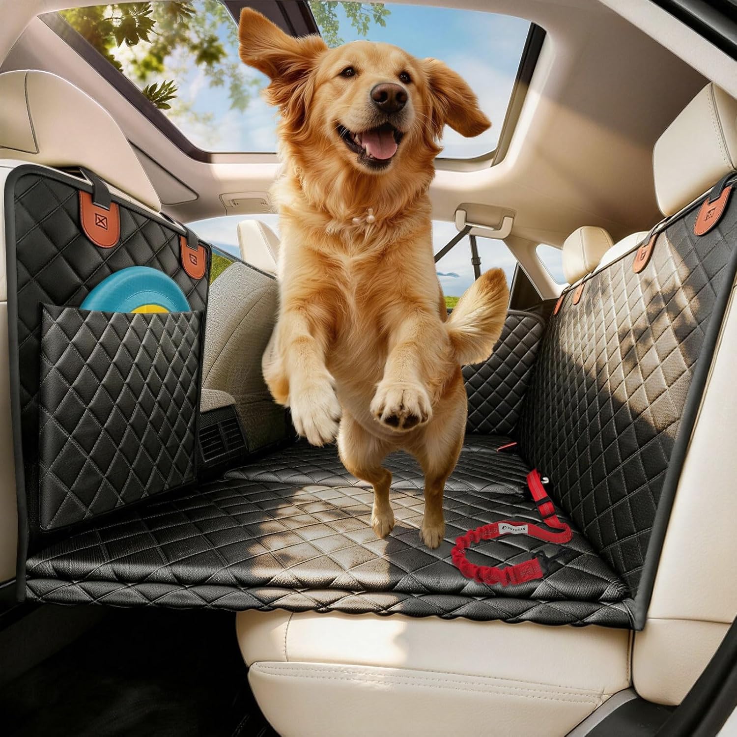 Hard Bottom Dog Car Seat Cover for Back Seat,900D Heavy Duty 500lbs Support