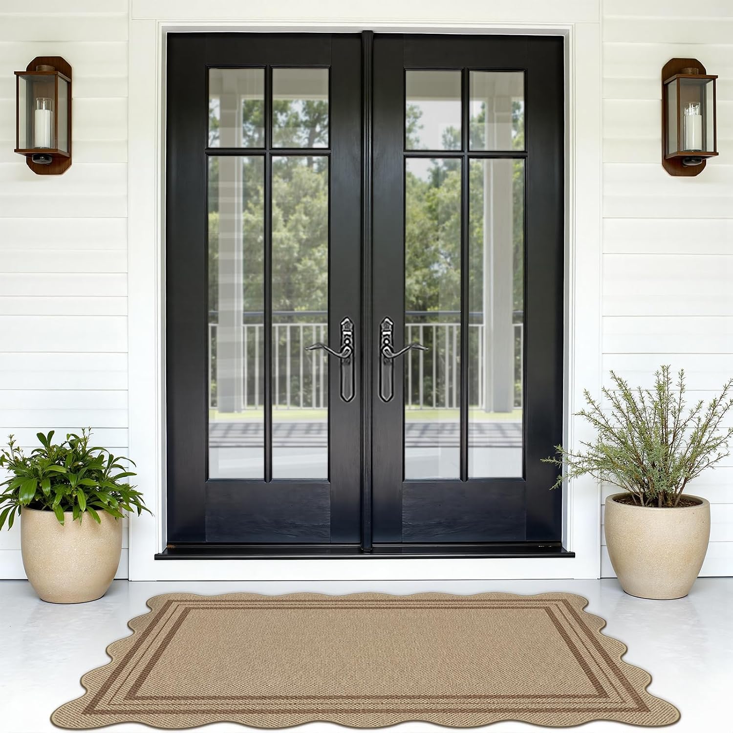 Modern Easy Jute 3x5 Outdoor Patio Rug, Washable Rugs for Entryway Farmhouse Non Slip Indoor Door Mat, Brown Throw Carpet for Entry Backyard Porch Decor