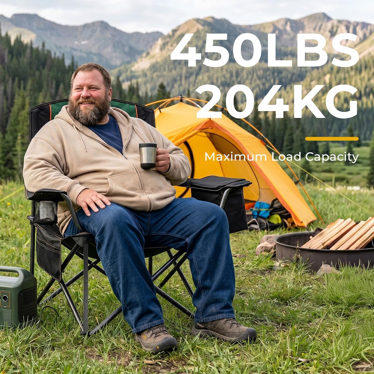 Overmont 2-Pack Oversized Camping Chairs - 450 lb Each Fully Padded