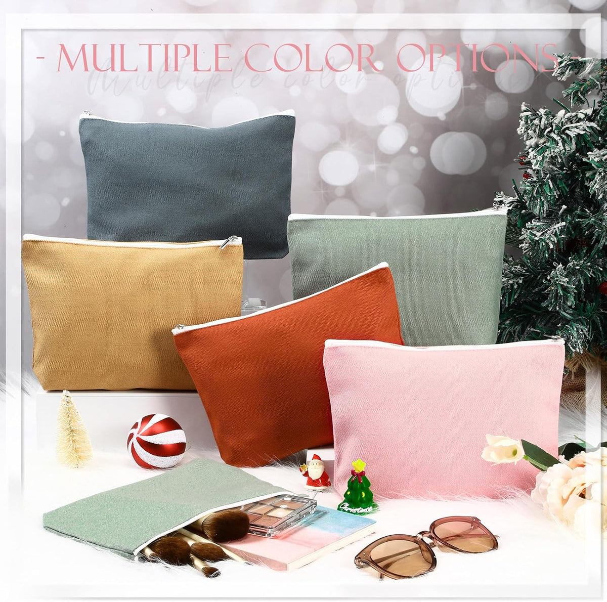 Reginary 10 Pcs Canvas Makeup Bags Bulk Blank Cosmetic Bags,Boho Color