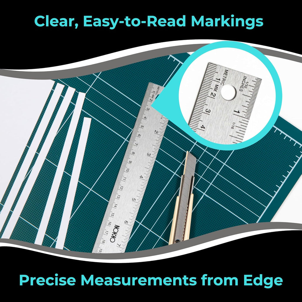 18 Inch Metal Ruler with Cork Backing, Stainless Steel Ruler, Pack of 10