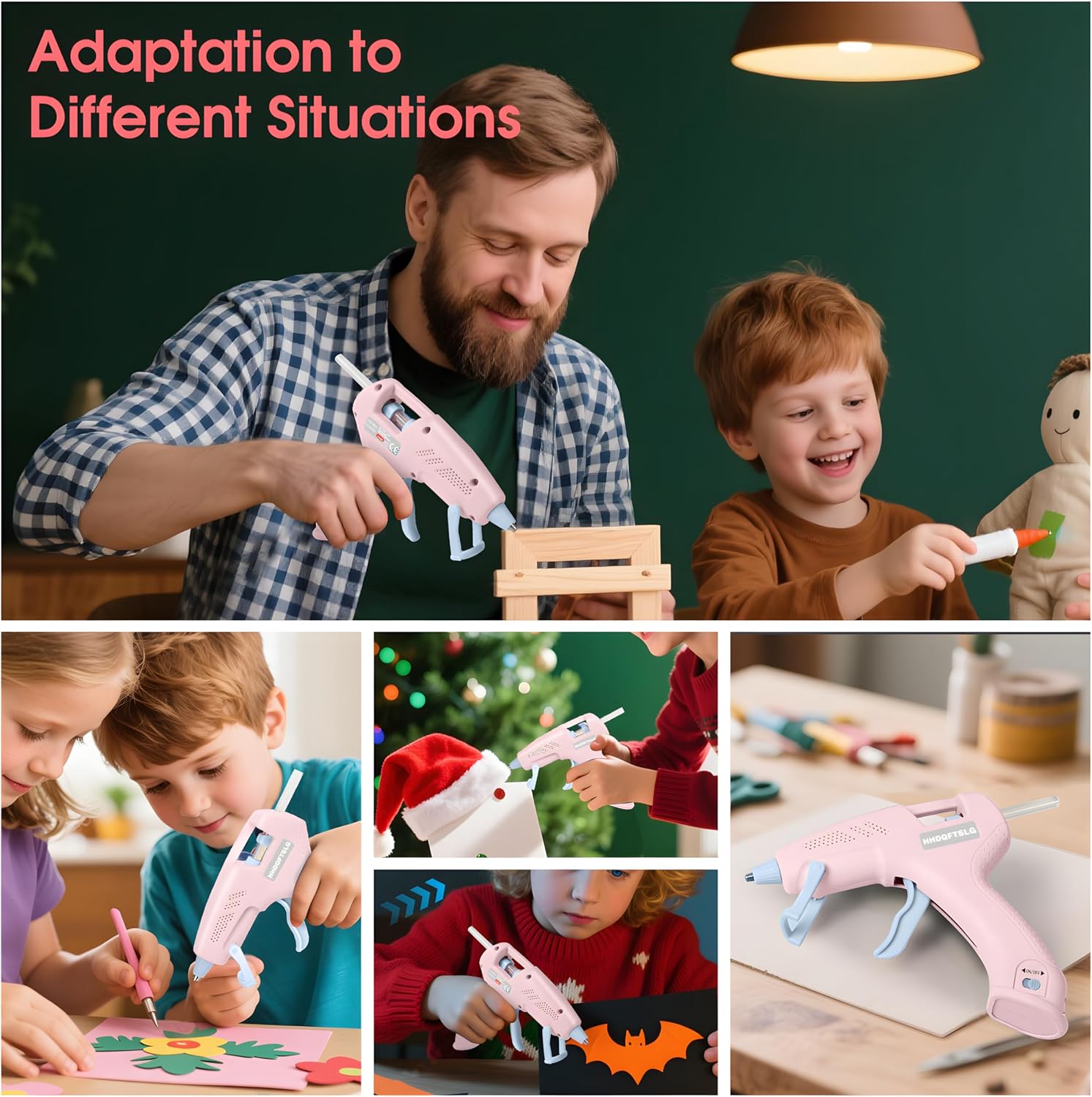 Pink Cordless Hot Glue Gun with 30 Sticks, Fast Heating 2.6Ah Rechargeable