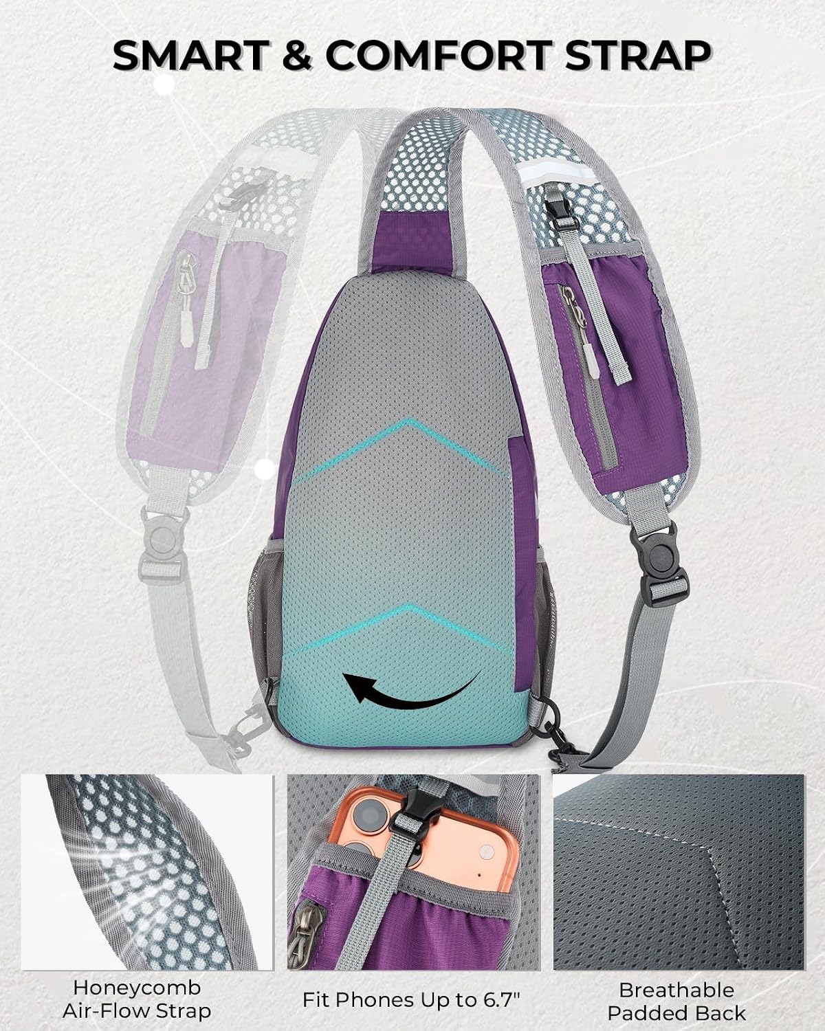 Packable Crossbody Sling Bag for Men Women RFID Lightweight Travel Daypack