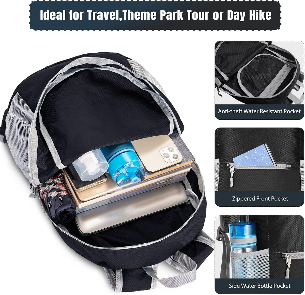 ZOMAKE Lightweight Packable Backpack, Foldable Small Travel Day Pack