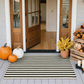 Fall Front Door Mat 2'x4.3', Cotton Washable Striped Outdoor Rug