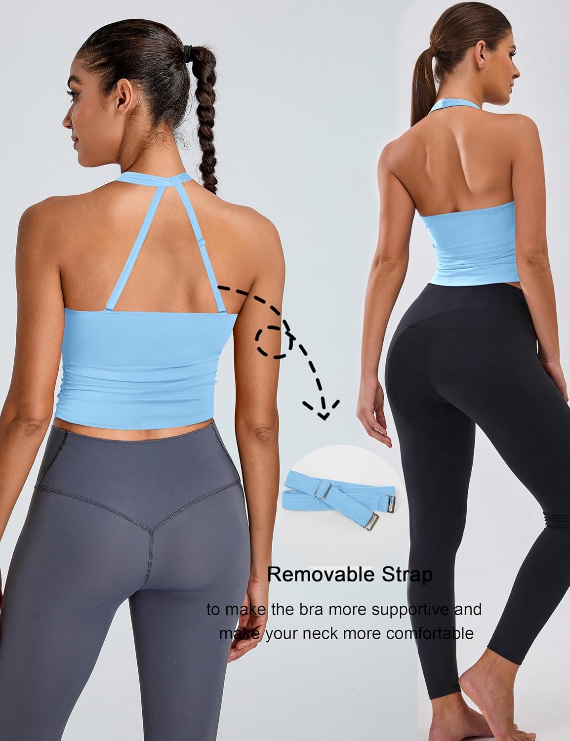 BMJL Womens Halter Top with Built in Bras Buttery Workout Athletic Tank Top