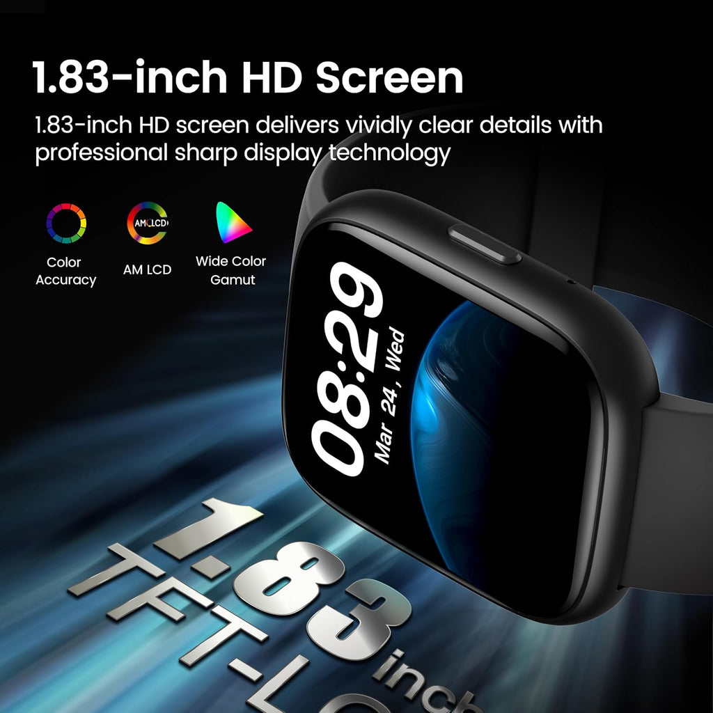 Smart Watch with Alexa Built-in, 1.83" HD Bluetooth Calling Fitness Tracker
