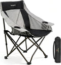 SUNNYFEEL Oversized Camping Chairs for Adults, Heavy Duty Portable Folding Chair with Carry Bag, Side Pockets & Cup Holder, Supports 300 lbs, for Tailgating Hiking Picnic Backyard Black