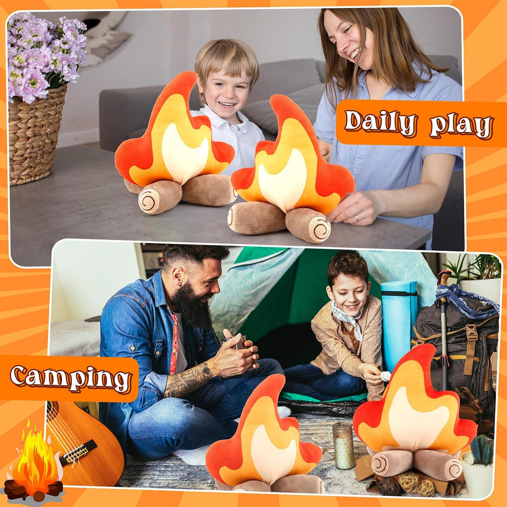Campfire Plush Toys, Fake Fire Firewood Plush Pillow, 1 Pack