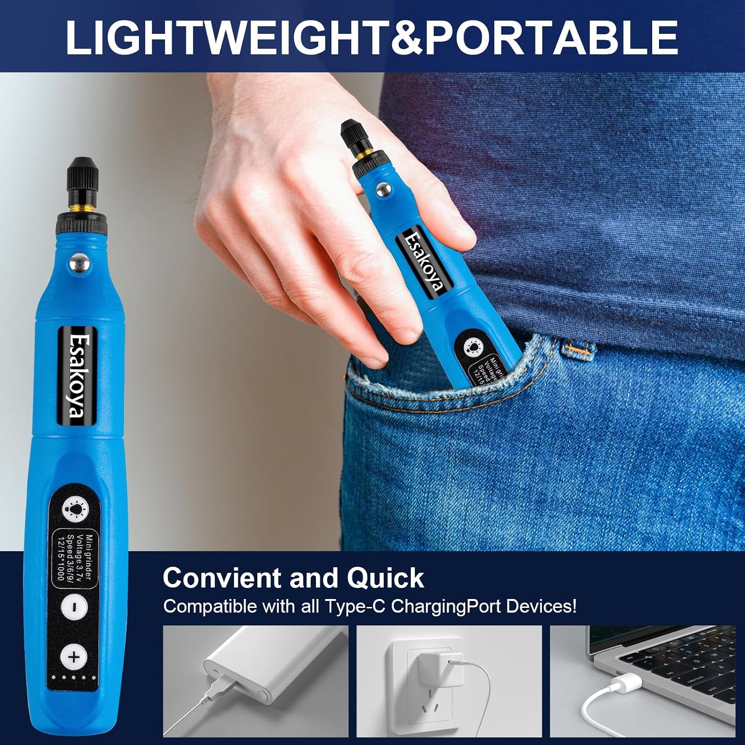 75pcs Cordless Rotary Tool Kit, 5-Speed Rotary Tool for DIY Crafts