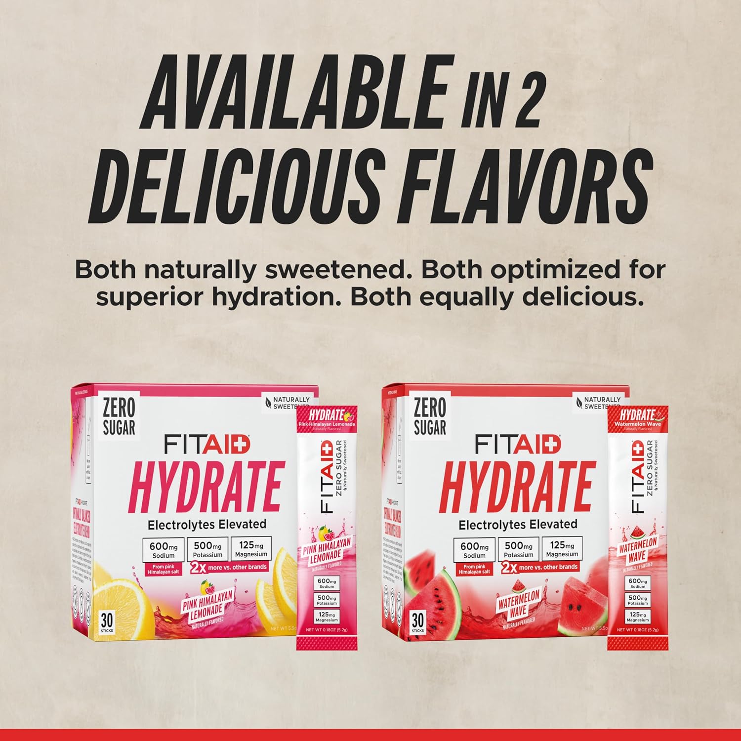 LIFEAID FITAID Hydrate Electrolyte Mix, Watermelon Wave (30 Stick Packs)