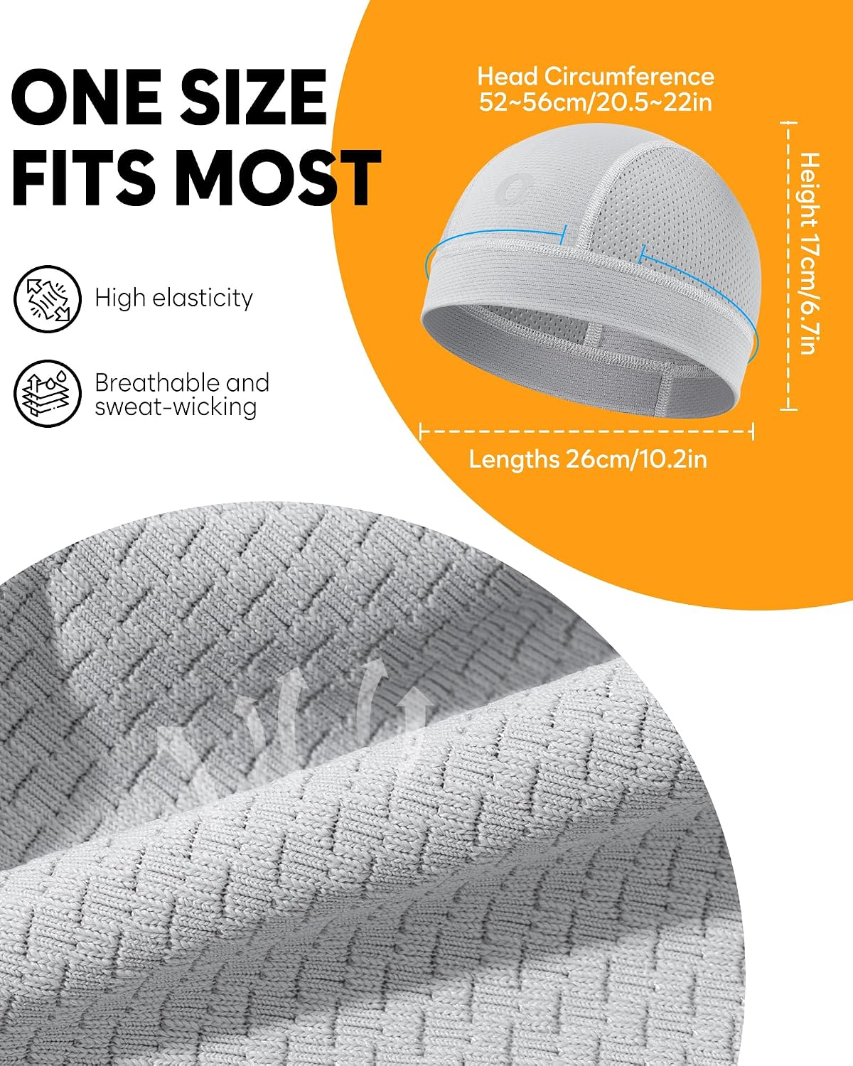 3-Pack Cooling Skull Cap Breathable Sweat-Wicking Helmet Liner for Men