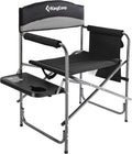 KingCamp Heavy Duty Camping Directors Chairs Supports 400lbs for Adults, Padded Folding Portable Camping Chair with Side Table Storage Pockets Carry Straps