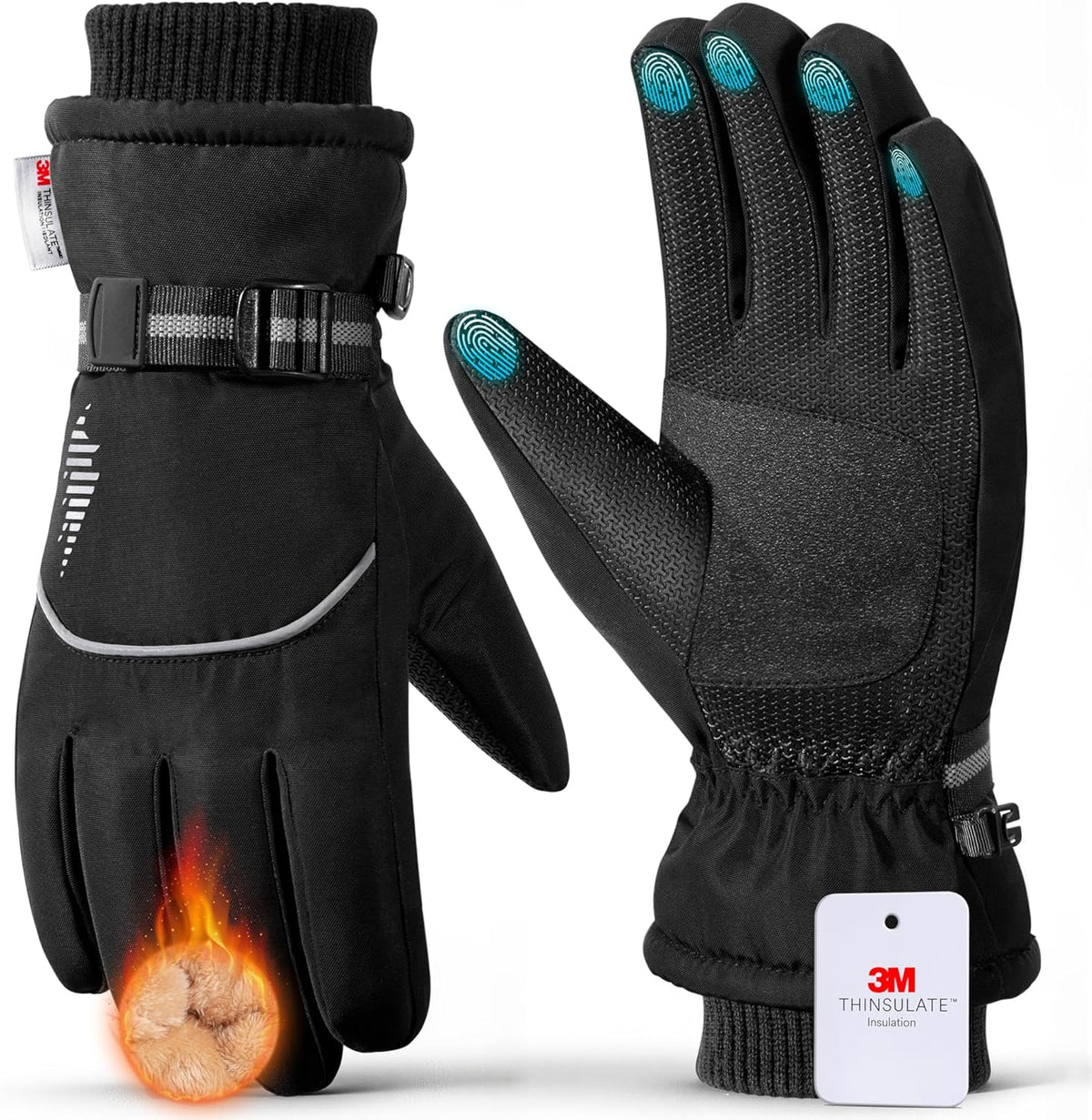 rivmount Winter Waterproof Ski Snow Warm Gloves for Women Men, Windproof Cold Weather Thermal with Touchscreen Fingers, for Running Driving Cycling Hiking Biking Outdoor Sports Daily Work